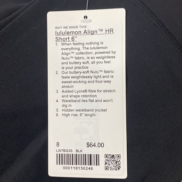 Lululemon Align 6” Black - Picture 5 of 5